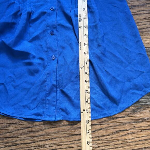 BCBGMAXAZRIA Blue Button Front Blouse Women’s XS 3/4 Sleeve Pleated Top - Picture 4 of 5